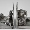Art Deco Bronze Buchstütze Katze und Maus auf Bücher