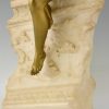 Art Deco Skulptur Bronze Frauenakt auf Säule