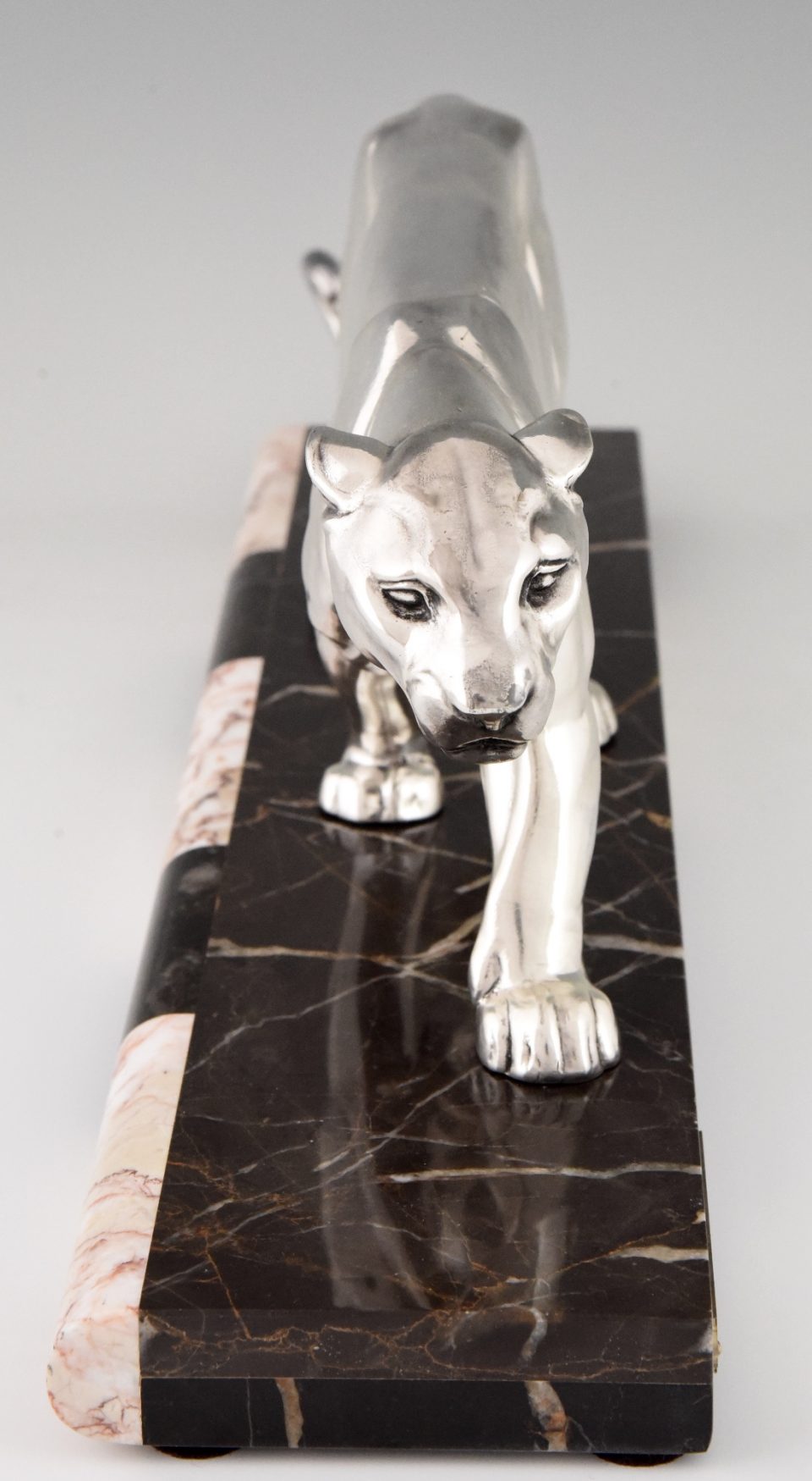 Art Deco Silvered Sculpture Of A Walking Panther Deconamic