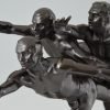 Antiek bronzen beeld 3 rennende naakte atleten bij de finish