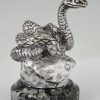 Snake silvered bronze car mascot.