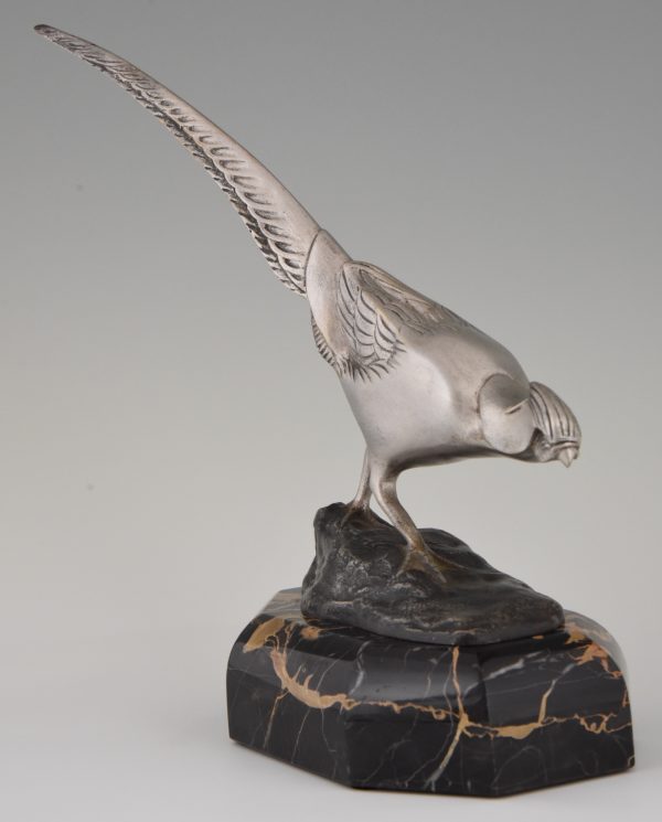 Art Deco bronze sculpture of a pheasant.