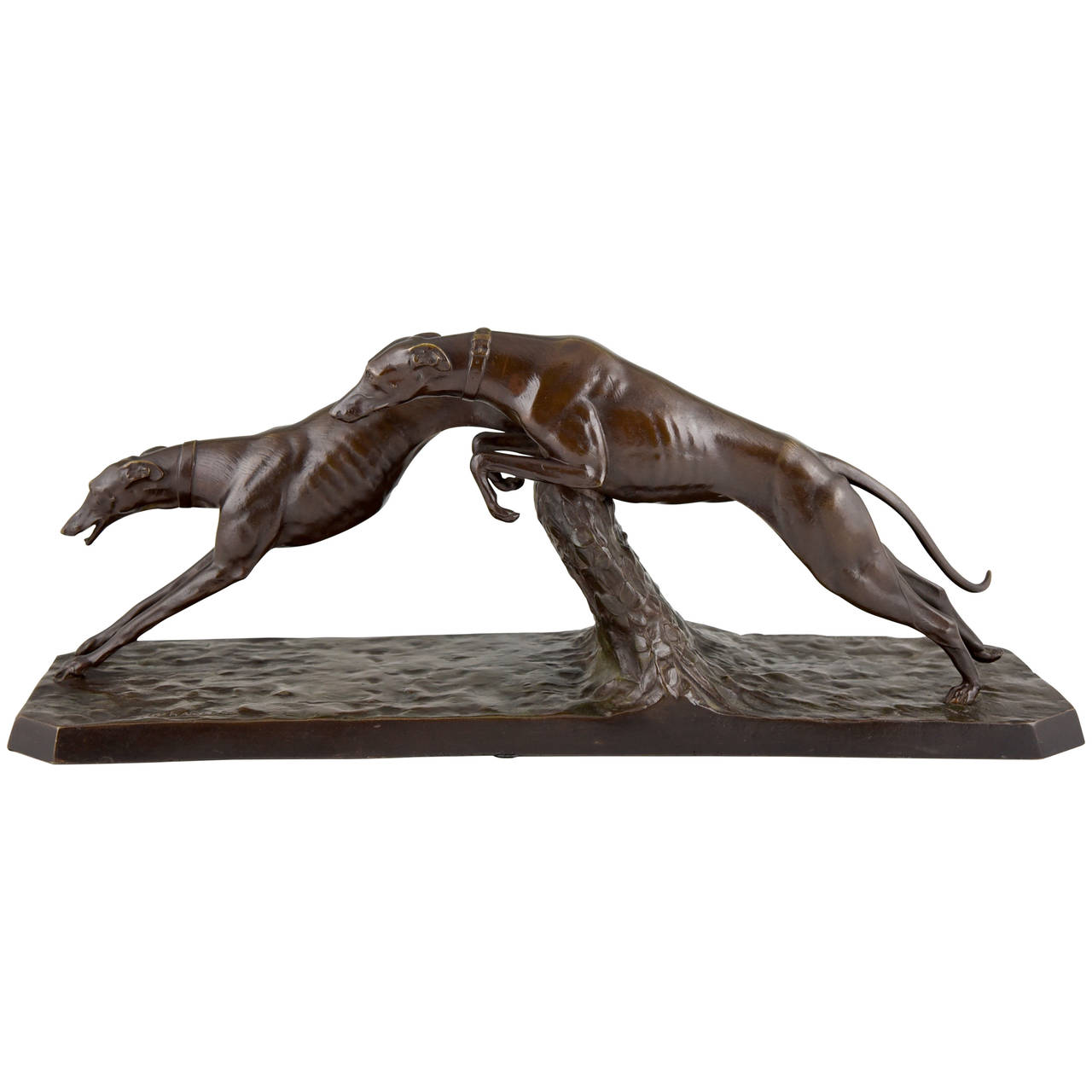 Lui Ruim markering Art Deco bronzen beeld hondenrennen windhonden - Deconamic
