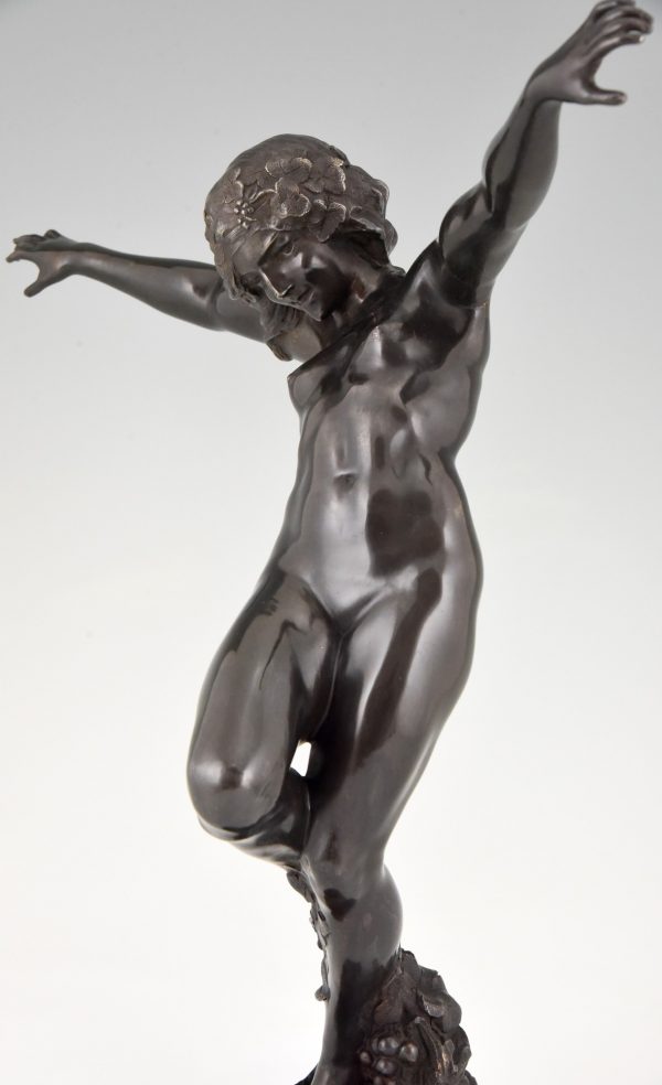 Art Nouveau bronze sculpture dancing nude bacchante