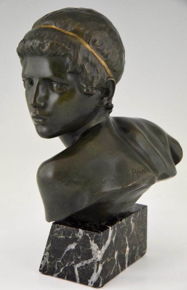 Art Deco bronze bust young boy Achilles