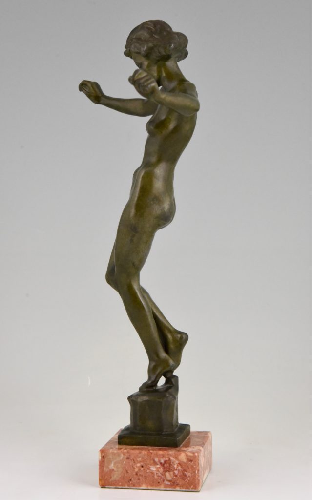 Art Deco Bronze Sculpture Of A Nude Dancer Deconamic