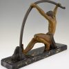 Art Deco sculpture bending bar man “l’age du bronze”