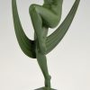 Art Deco sculpture nude scarf dancer Folie