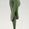 Art Deco Skulptur Schleier Tänzerin Frauenakt Folie