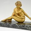 Art Deco bronze sculpture nude playing dominoes