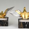 Art Deco Bronze Buchstütze Enten