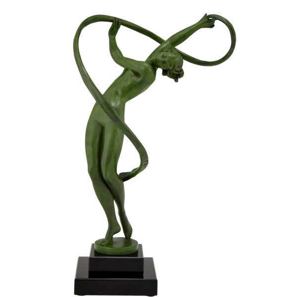 Tourbillon Art Deco sculpture danseuse au ruban