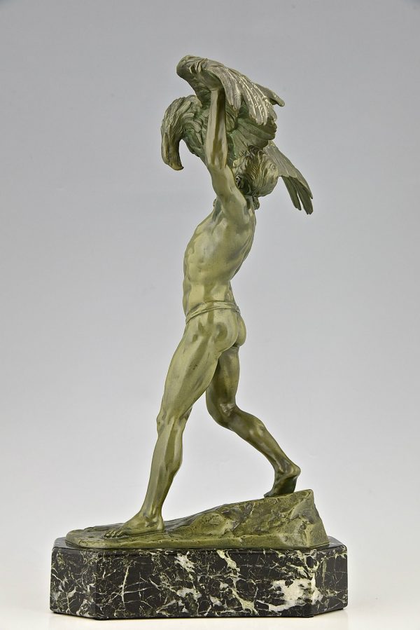 Antike Bronze Skulptur Ganymed mit Adler