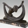 Art Deco sculptuur naakte danseres met sluier