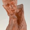 Art Deco sculptuur terracotta mannen buste