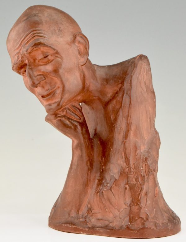 Art Deco Skulptur Männliche Buste Terrakotta