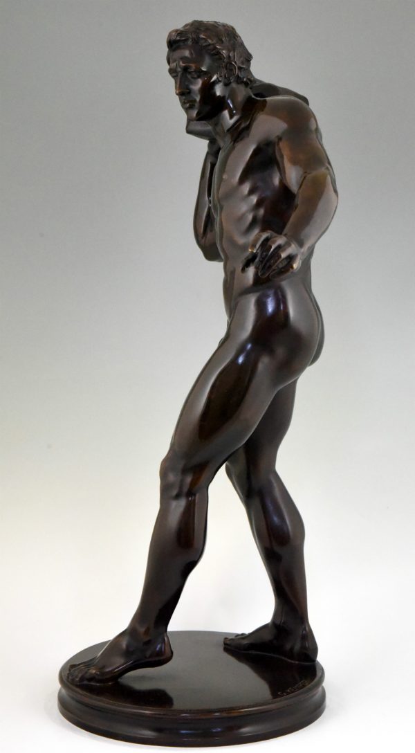 Antique sculpture of a male nude athlete H. 86 cm, 34 inch