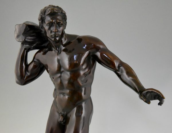 Antique sculpture of a male nude athlete H. 86 cm, 34 inch