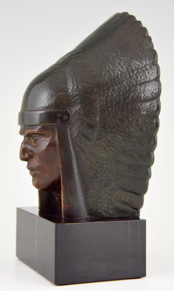 Art Deco Bronze Buchstütze Inder.