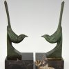Art Deco Bronze Buchstütze Vögel