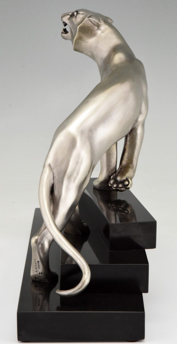 Sculpture Art Déco en bronze d’une panthère