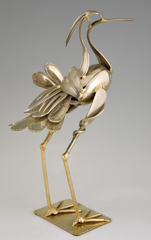 Vogel, sculptuur gemaakt van bestek.