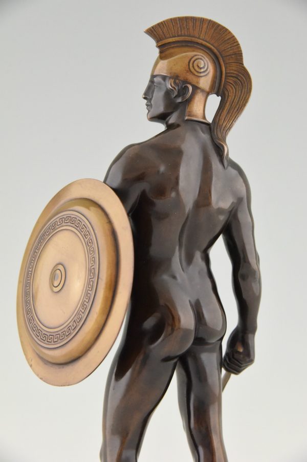 Gladiator Antike Bronze Männlicher Akt Krieger mit Schild