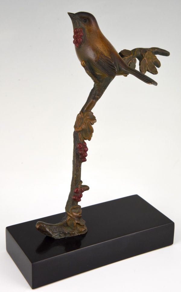 Art Deco sculpture bronze oiseau sur une branche