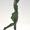 Art Deco sculptuur naakte vrouw met boog Atalante