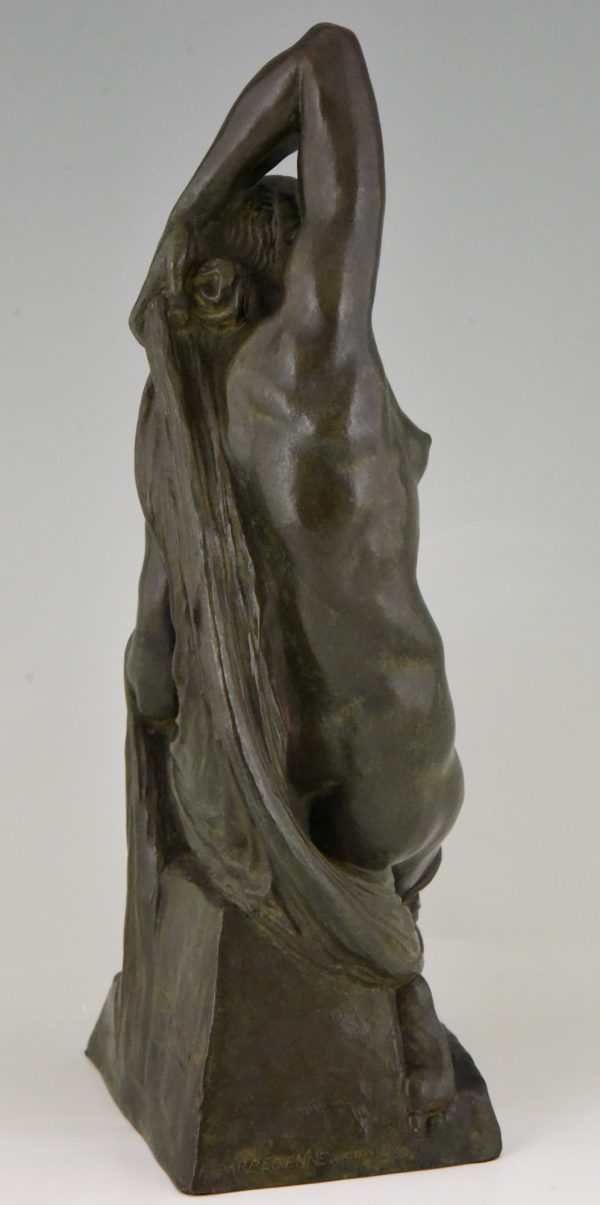 Art Deco bronzen beeld naakte vrouw baadster