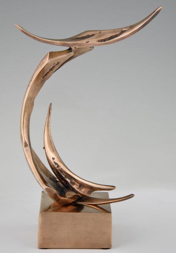 Skulptur Bronze Modern Abstrakt 1970