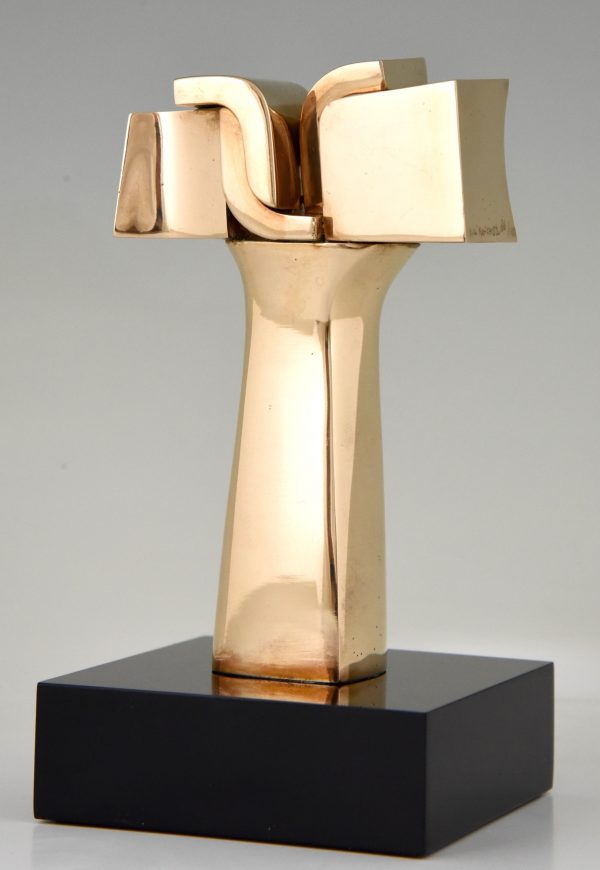 Mid Century modern bronze abstract sculpture.