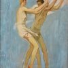 Art Deco schilderij man en vrouw op een schommel