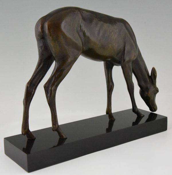 Art Deco bronze sculpture of a female deer