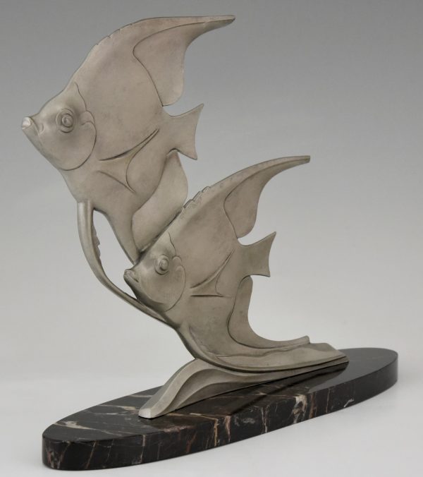 Art Deco sculpture of two angelfish