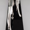Art Deco sculpture metal argenté deux panthères