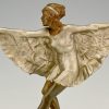 Art Deco Skulptur Bronze Tänzerin Schmetterlingskleid