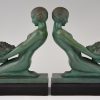 Art Deco bookends kneeling nudes with baskets.