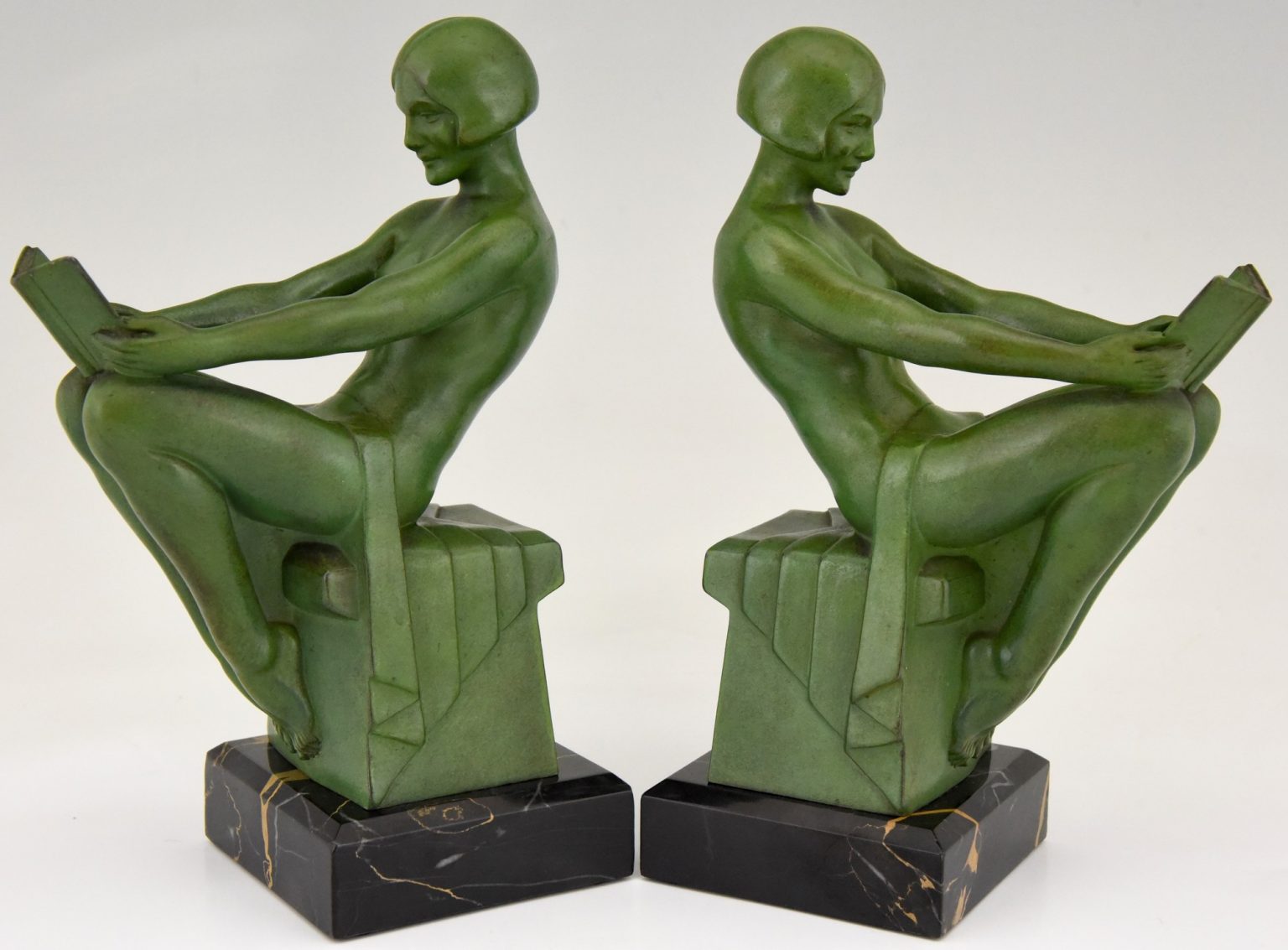 Art Deco Bookends Reading Nudes Deconamic