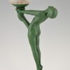 Art Deco lampe avec nue féminin.