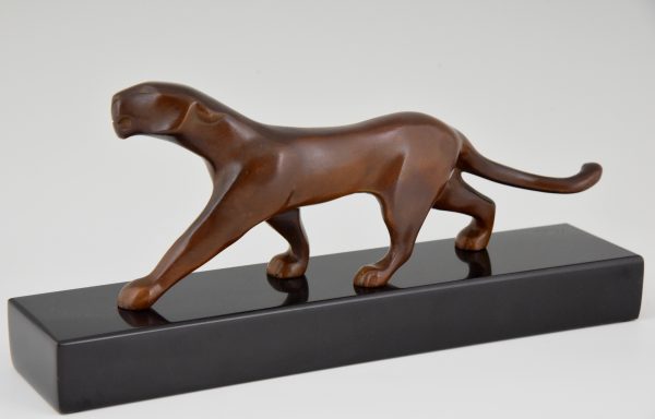 Art deco bronzen beeld panter