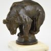 Art Deco bronzen sculptuur beer op een bal