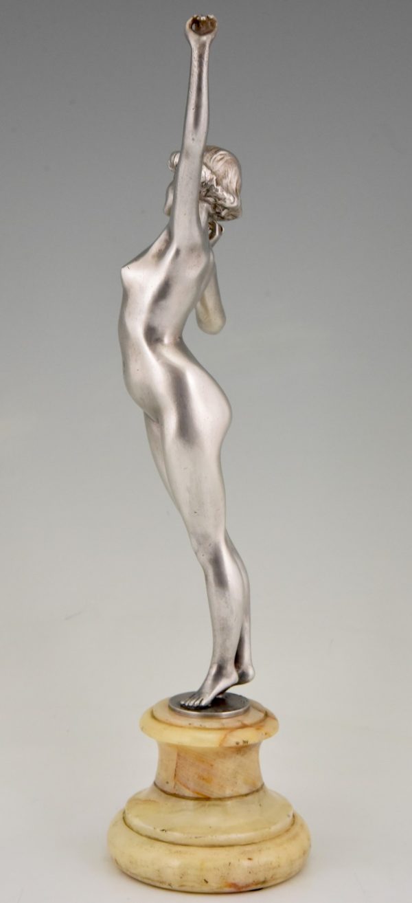 Art Deco sculpture en bronze femme nue, Le reveil