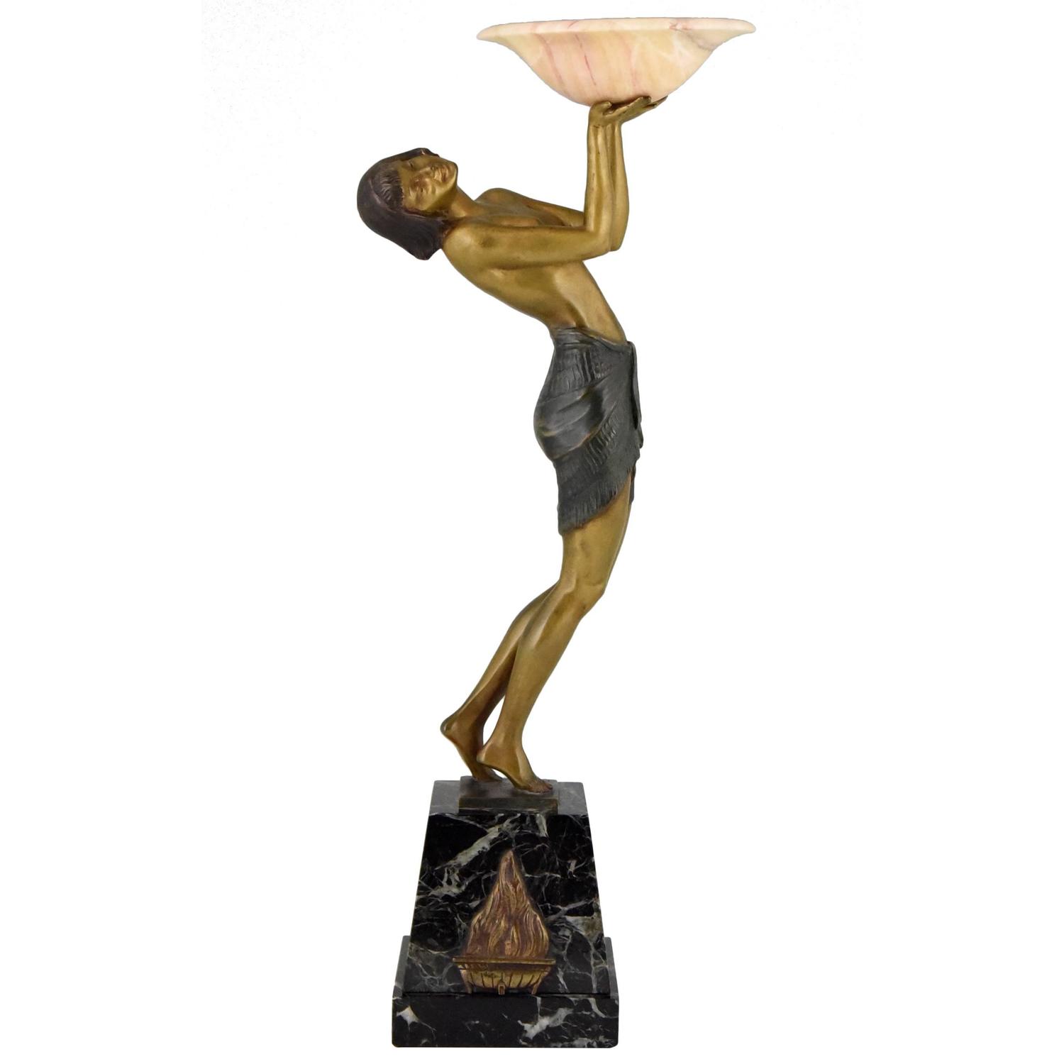 Kelder Garantie Sterkte Art Deco sculpture bronze oriental lady with tray - Deconamic