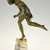 Art Deco bronze sculpture girl with ball