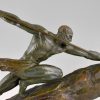 Art Deco Bronze Skulptur Mann mit Speer