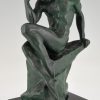 Art Deco sculpture bronze homme nu assis
