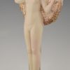 Art Deco sculpture en ceramique femme nue au drapé