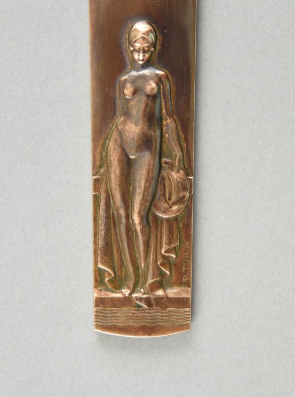 Art Deco Brieföffner Bronze mit Frauenakt.