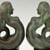 Mid Century bronze mermaid bookends